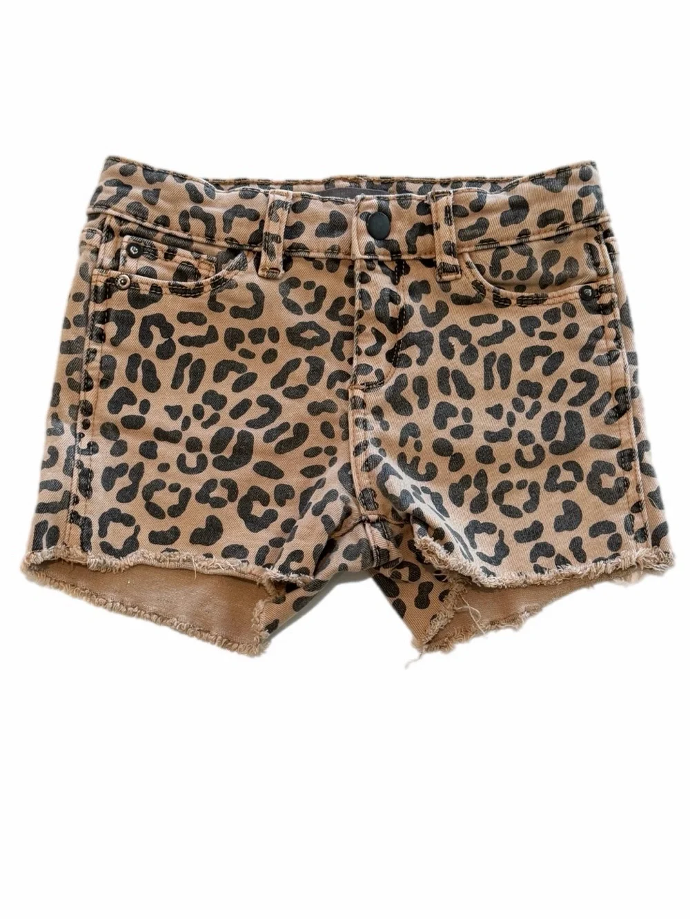DL1961 Girls Lucy Cut Off Leopard Print Denim Shorts